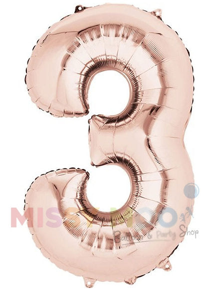 Helium Big Number Balloon in Rose Gold 0-9