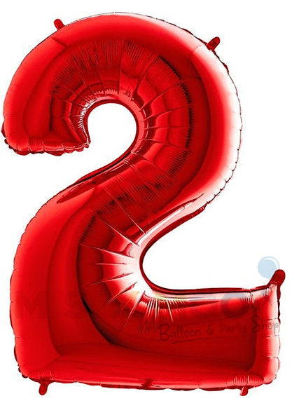 Helium Big Number Balloons in Red 0-9