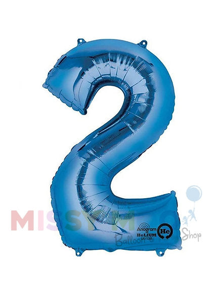 Helium Big Number Balloons in Blue 0-9