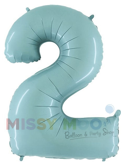 Helium Big Number Balloons in Pastel Blue 0-9
