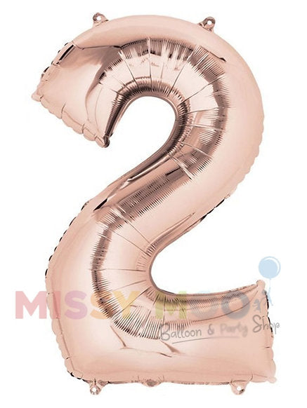 Helium Big Number Balloon in Rose Gold 0-9