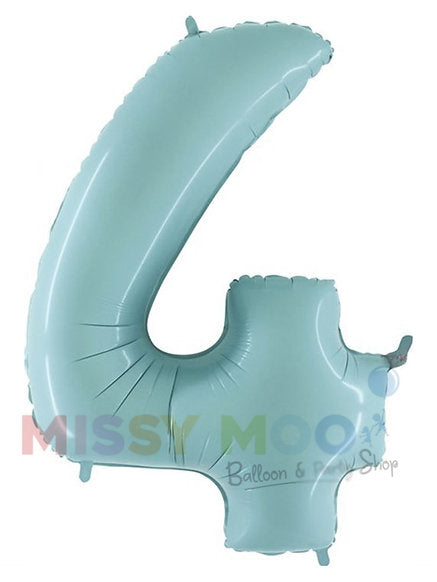 Helium Big Number Balloons in Pastel Blue 0-9