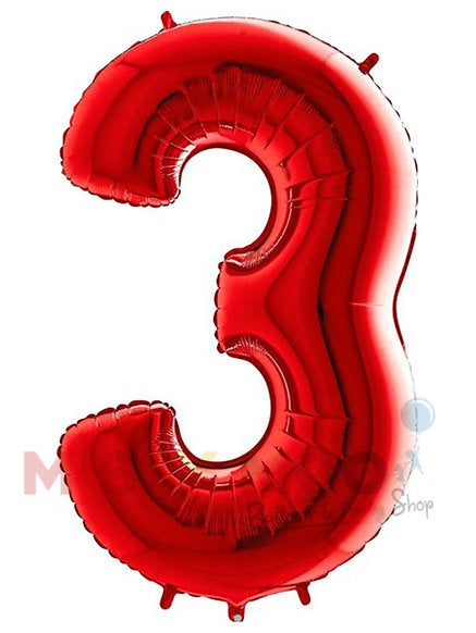 Helium Big Number Balloons in Red 0-9