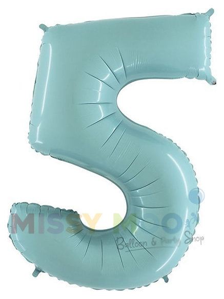Helium Big Number Balloons in Pastel Blue 0-9