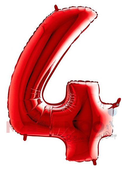 Helium Big Number Balloons in Red 0-9