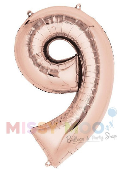 Helium Big Number Balloon in Rose Gold 0-9