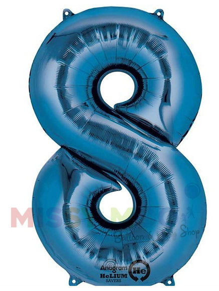Helium Big Number Balloons in Blue 0-9