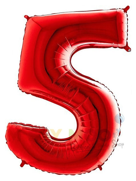Helium Big Number Balloons in Red 0-9