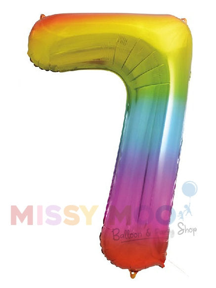 Helium Big Number Balloon in Rainbow 0-9