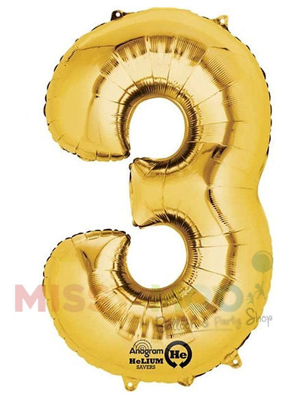 Helium Big Number Balloons in Gold 0-9