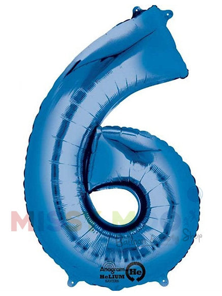 Helium Big Number Balloons in Blue 0-9