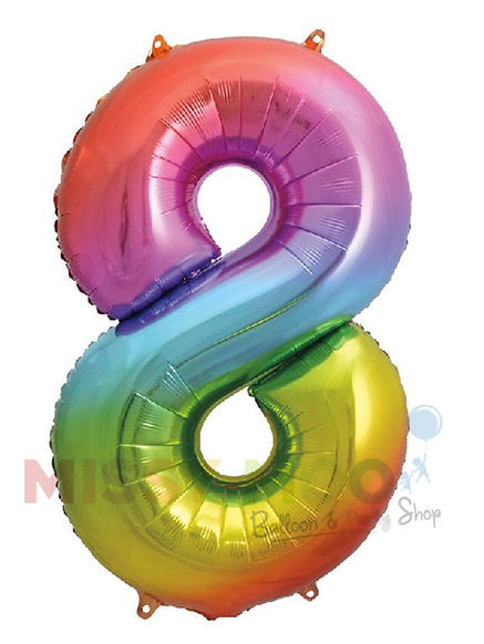 Helium Big Number Balloon in Rainbow 0-9
