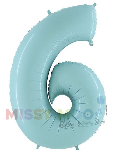 Helium Big Number Balloons in Pastel Blue 0-9