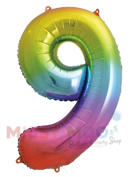 Helium Big Number Balloon in Rainbow 0-9