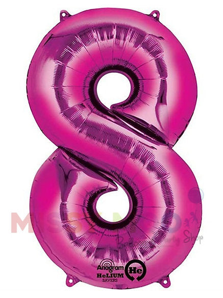 Helium Big Number Balloons in Magenta 0-9 Personalised