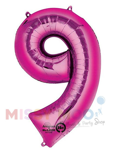 Helium Big Number Balloons in Magenta 0-9 Personalised