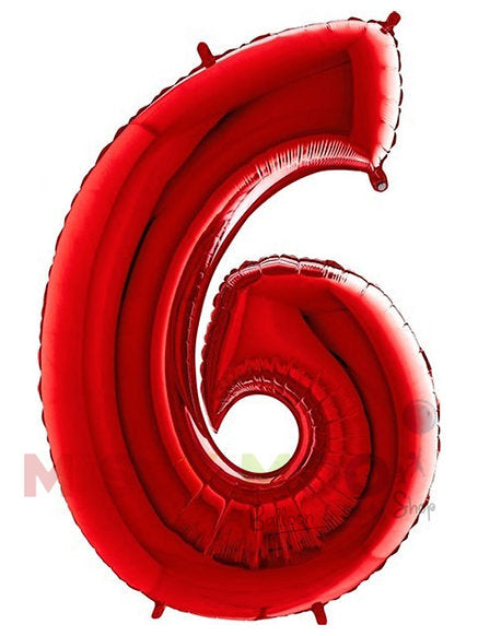 Helium Big Number Balloons in Red 0-9