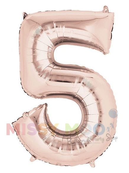 Helium Big Number Balloon in Rose Gold 0-9