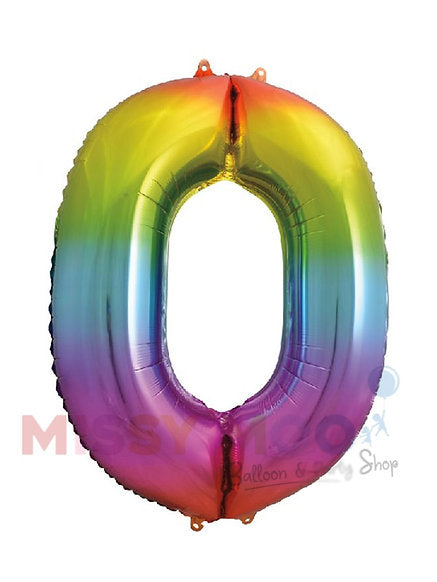 Helium Big Number Balloon in Rainbow 0-9