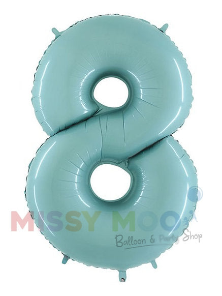 Helium Big Number Balloons in Pastel Blue 0-9