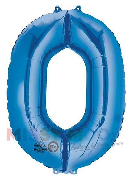 Helium Big Number Balloons in Blue 0-9