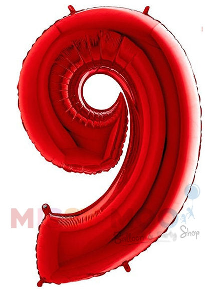 Helium Big Number Balloons in Red 0-9