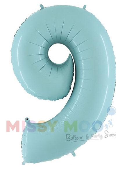 Helium Big Number Balloons in Pastel Blue 0-9