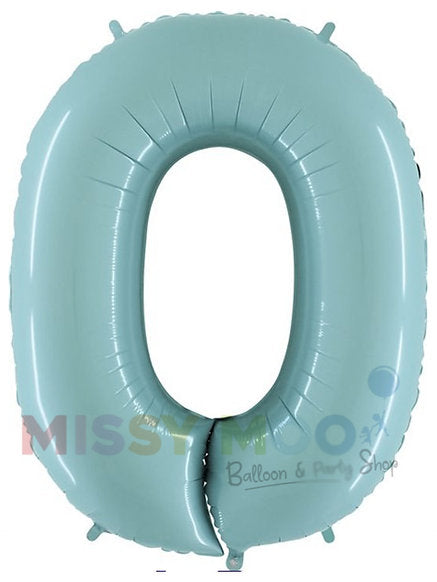 Helium Big Number Balloons in Pastel Blue 0-9