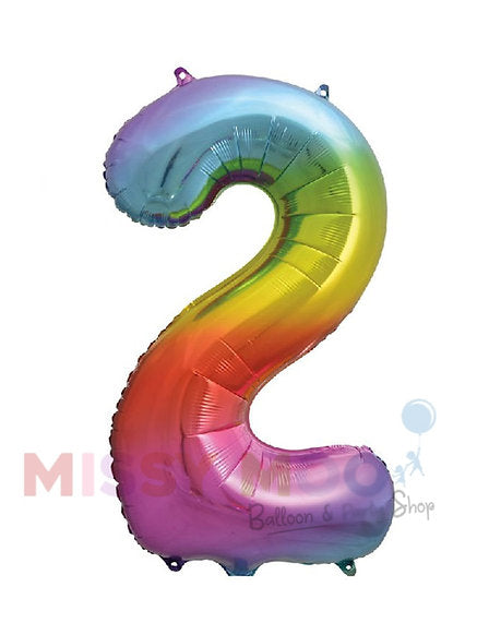 Helium Big Number Balloon in Rainbow 0-9